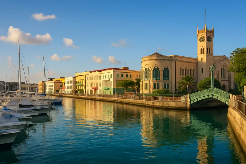 Bridgetown's Carlisle Bay with yachts moored offshore