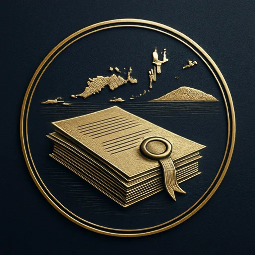Step 1 Engraved gold medallion of official documents with the British Virgin Islands skyline