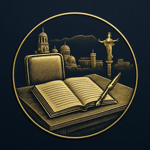 Engraved gold medallion of an appointment ledger with the Bulgaria skyline