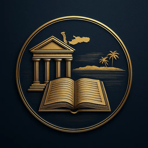 Engraved gold medallion of a bank ledger with the Cayman Islands skyline