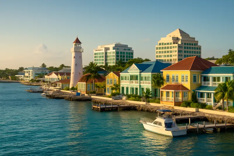 Cayman Islands George Town harbour and Seven Mile Beach