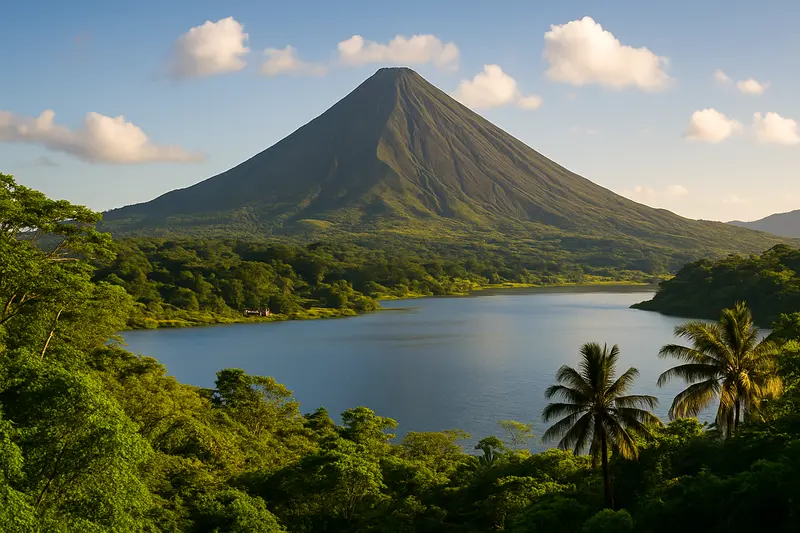 Arenal Volcano rising above the Costa Rican rainforest