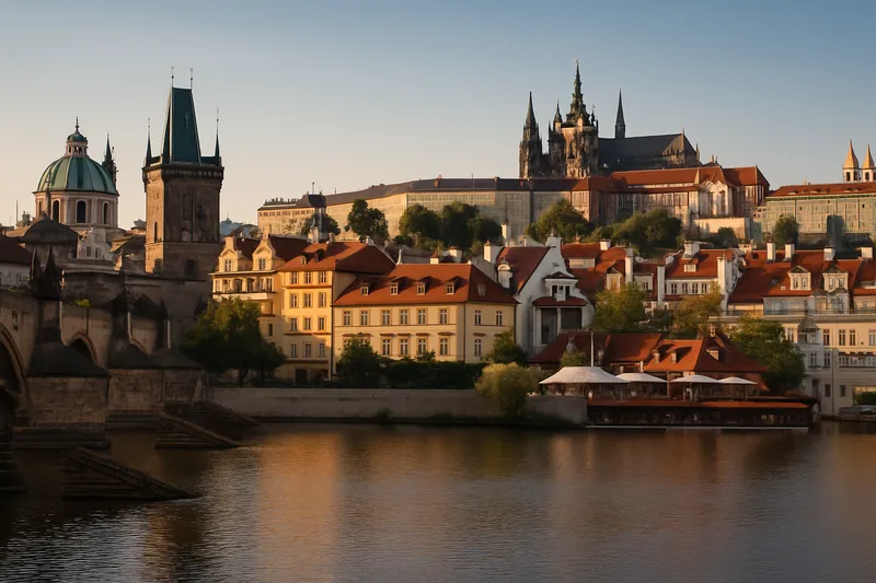 Czech Republic Prague skyline with Charles Bridge and Prague Castle