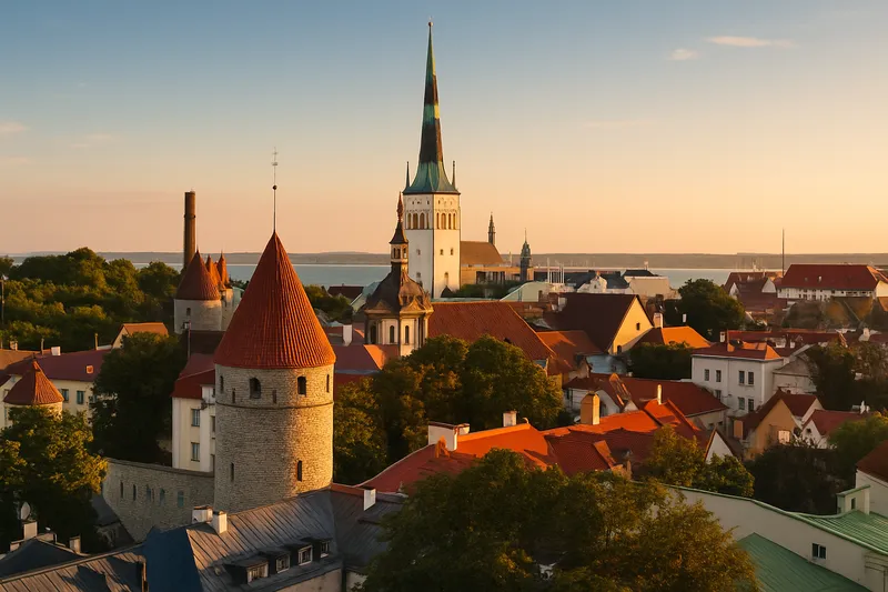 Estonia Tallinn's medieval Old Town skyline