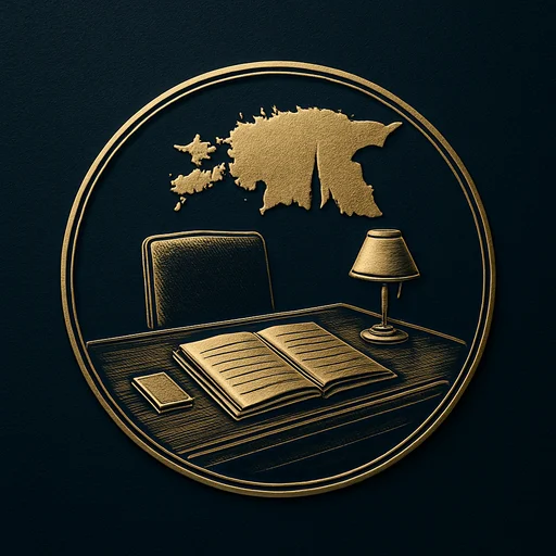 Engraved gold medallion of an appointment ledger with the Estonia skyline