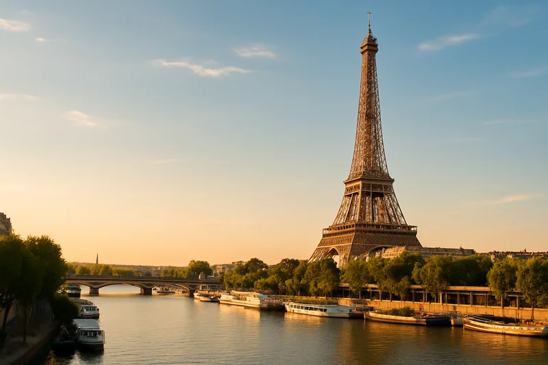 Paris skyline with the Eiffel Tower silhouette
