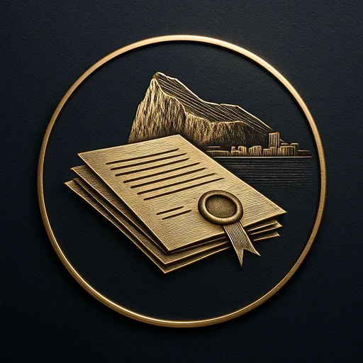 Step 1 Engraved gold medallion of official documents with the Gibraltar skyline