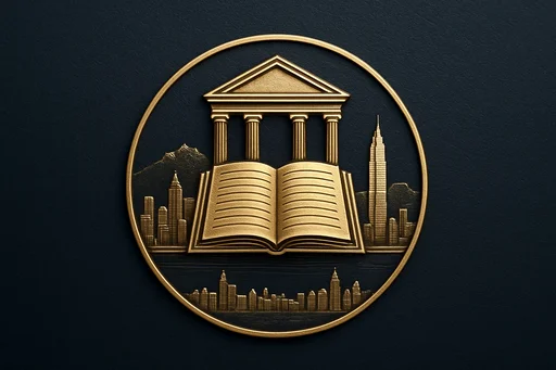 Engraved gold medallion of a bank ledger with the Hong Kong skyline