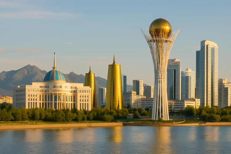 Kazakhstan Astana skyline with the Bayterek Tower