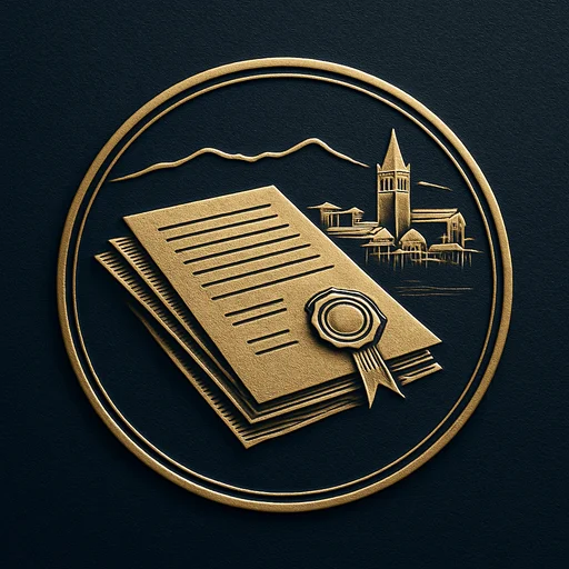 Engraved gold medallion of official documents with the Madeira skyline