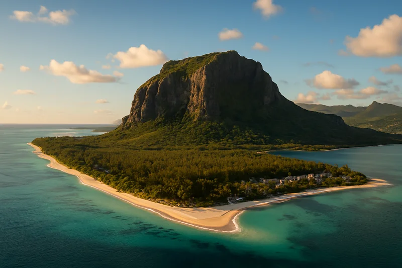 Mauritius Port Louis with Le Morne Brabant mountain in the background