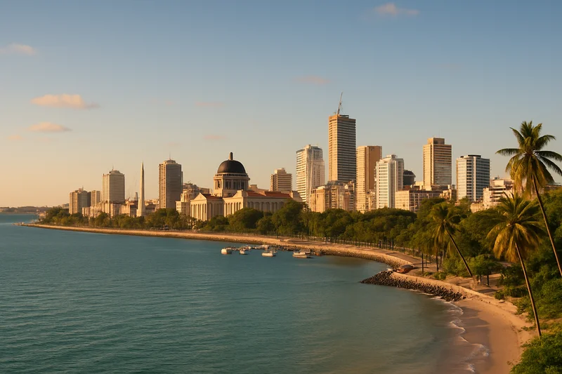 Maputo skyline on the Indian Ocean coast
