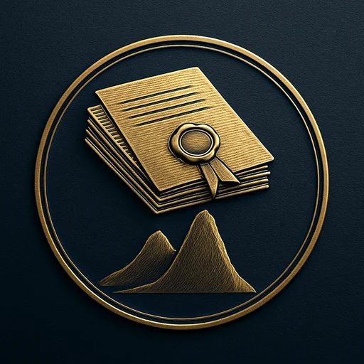 Engraved gold medallion of official documents with the Saint Lucia skyline