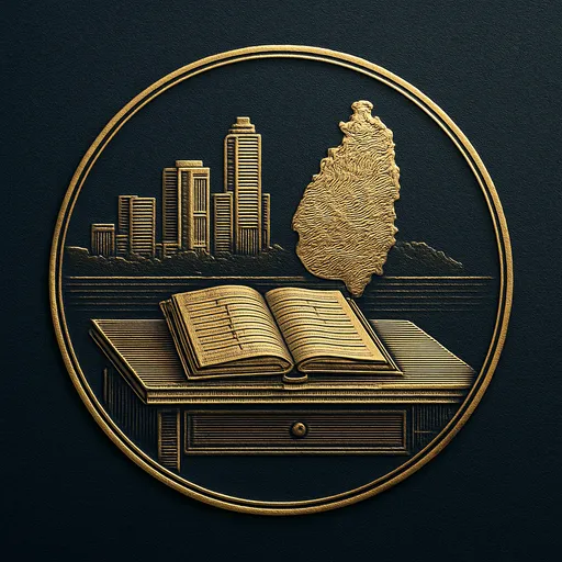 Engraved gold medallion of an appointment ledger with the Saint Lucia skyline
