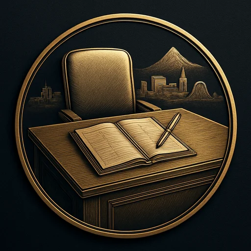 Engraved gold medallion of an appointment ledger with the Saint Vincent and the Grenadines skyline